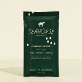 Seahorse Chocolate Camino Verde packaging on a beige background