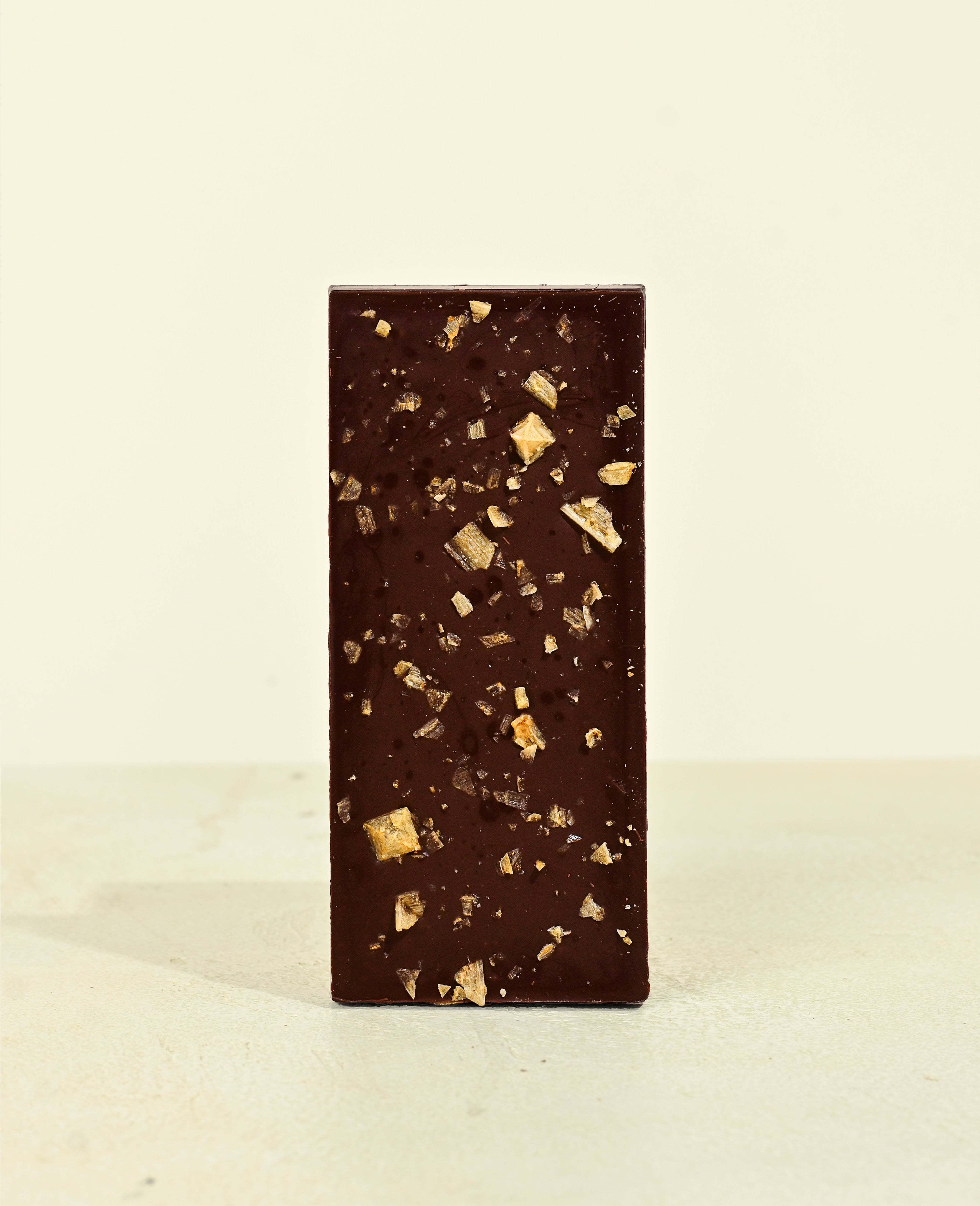 Flakey Sea Salt Dominican Republic 70% dark chocolate mini square, unwrapped